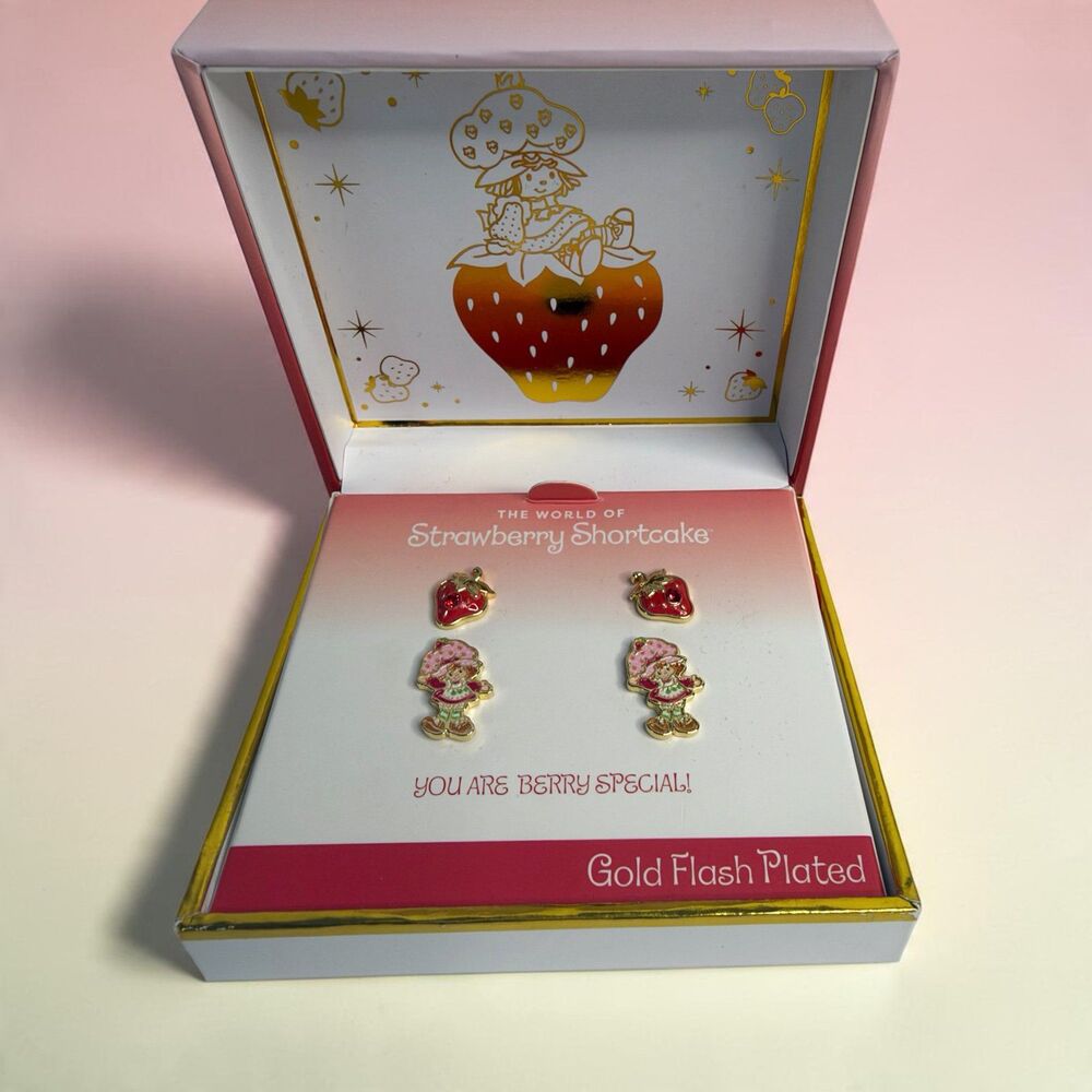 Strawberry Shortcake Gold Flash Plated Earrings